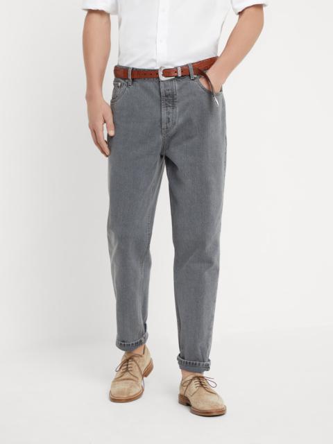 Grayscale denim straight fit five-pocket trousers
