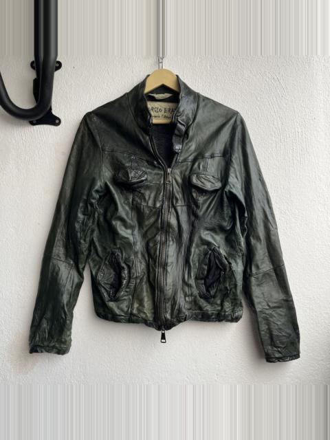 Other Designers DISTRESSED GIORGIO BRATO ORGANIC ITALY LEATHER JACKET