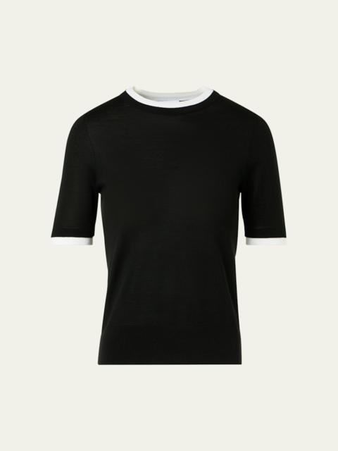 AKRIS Layered Short-Sleeve Knit Sweater