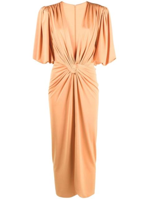COSTARELLOS Mika twist-front midi dress