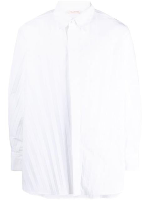 pleated long-sleeve shirt