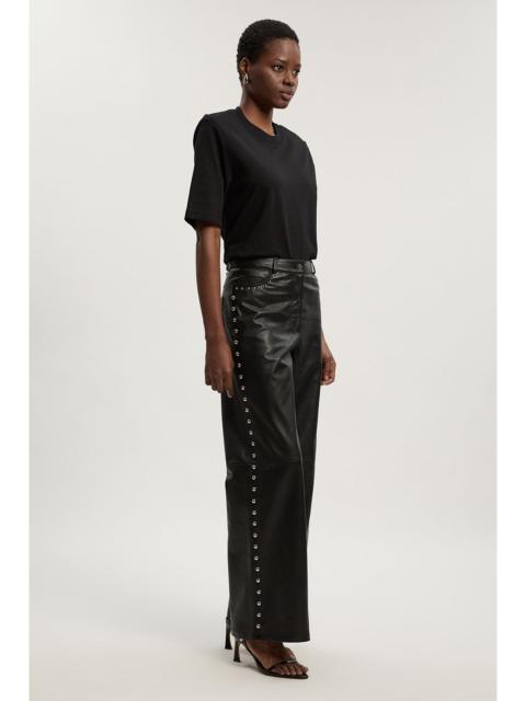 KAREN MILLEN Studded Leather Wide Leg Trouser