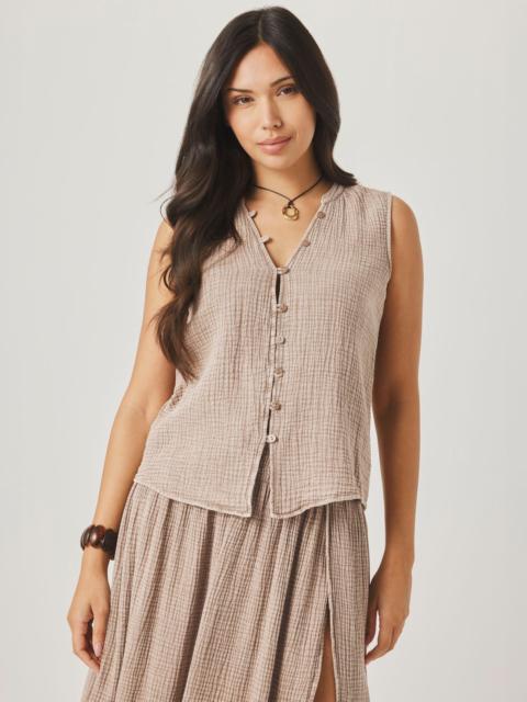 Splendid Ava Gauze Button Tank