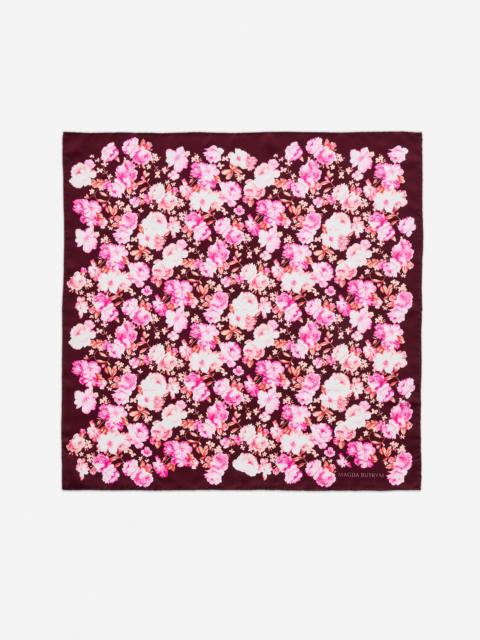 MAGDA BUTRYM Floral silk square scarf in burgundy