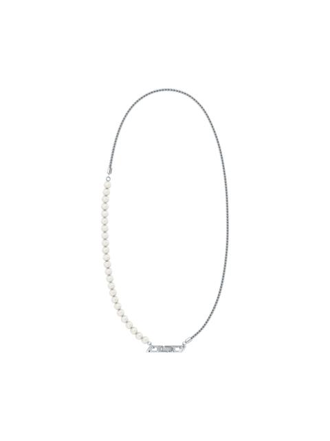 Diesel STERLING SILVER AND PEARL CHAIN NECKLACE