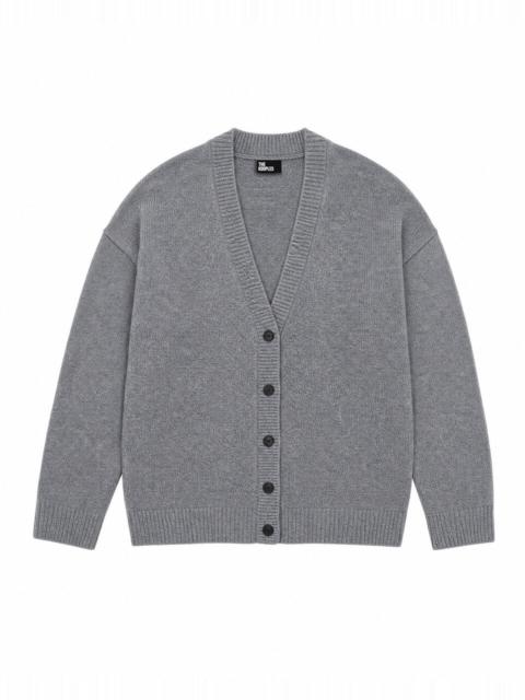 The Kooples GRAY MERINO WOOL AND CASHMERE CARDIGAN