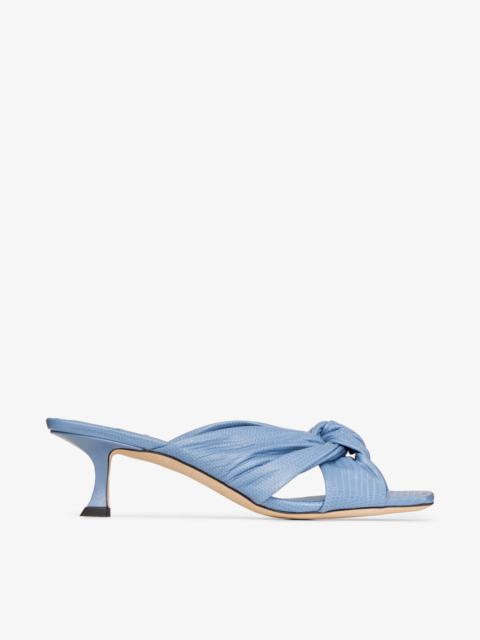 JIMMY CHOO Avenue 50 Denim Lizard Print Mules