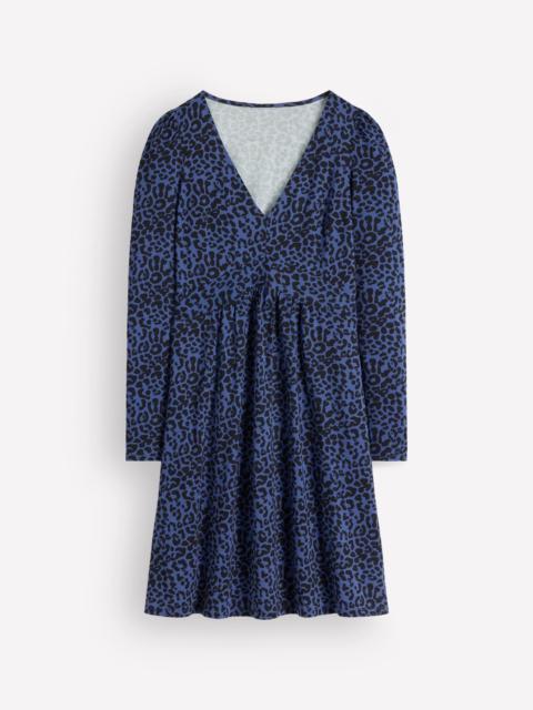 BODEN Briony Jersey Short Dress-Zodiac Purple, Leopard Fields