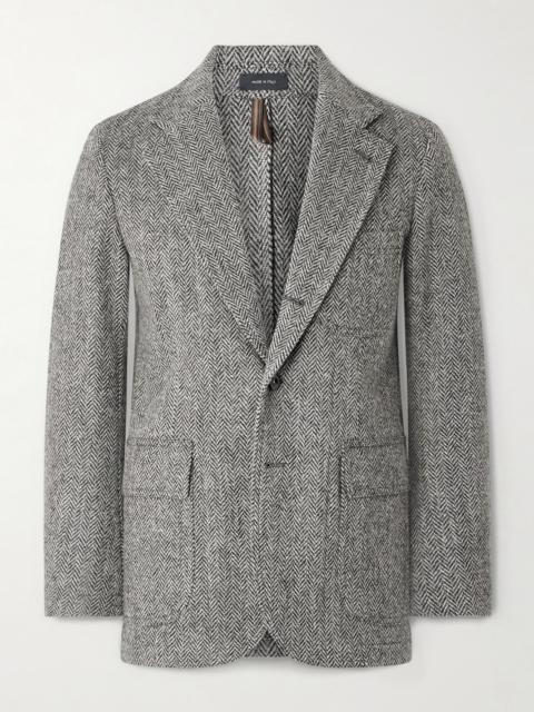 Drake's Games Mk. VII Unstructured Herringbone Harris Wool-Tweed Blazer