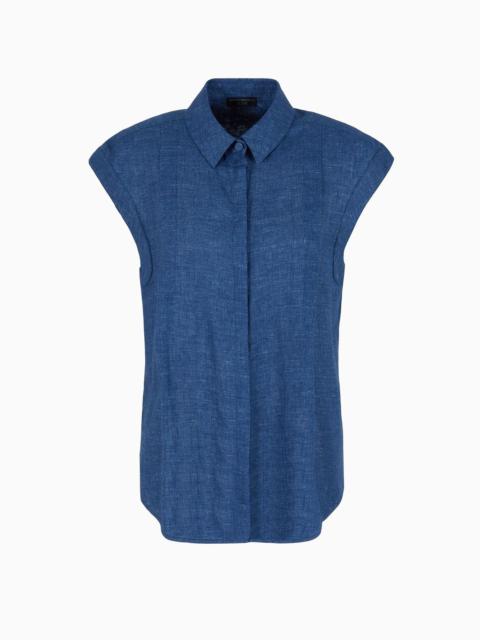 EMPORIO ARMANI Icon short-sleeved shirt in washed linen