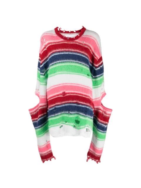 doublet distressed-effect striped sweatshirt