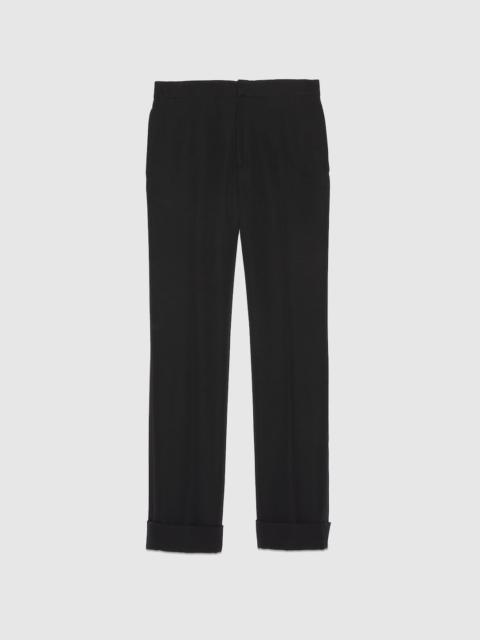 Wool pant with satin stripe