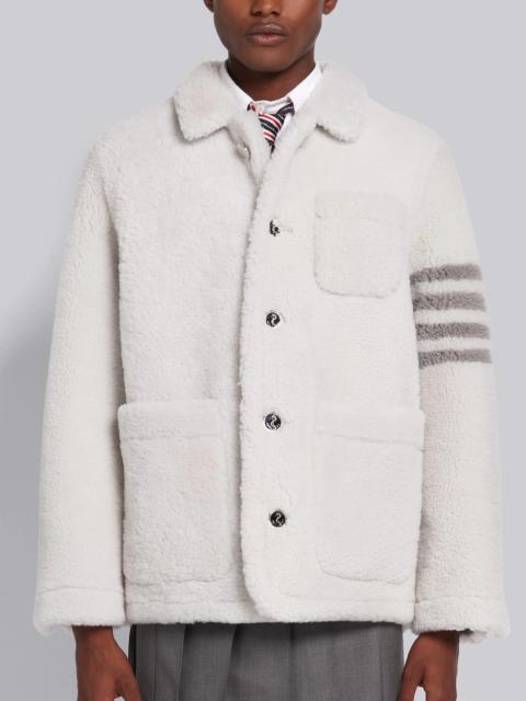White Dyed Shearling Round Collar 4-Bar Sack Jacket