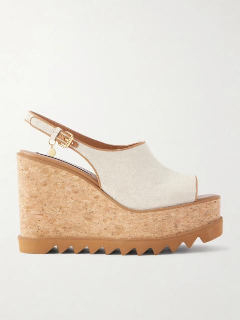 Stella McCartney Sneakelyse Canvas Slingback Platform Wedge Sandals
