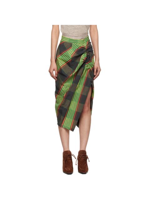 Vivienne Westwood Green Side Panther Midi Skirt