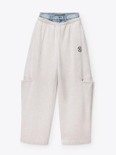 Alexander Wang DENIM WAISTBAND SLASHED SWEATPANT