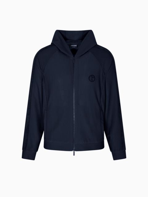 GIORGIO ARMANI HOODED SWEATSHIRT IN TECHNICAL WAFFLE FABRIC