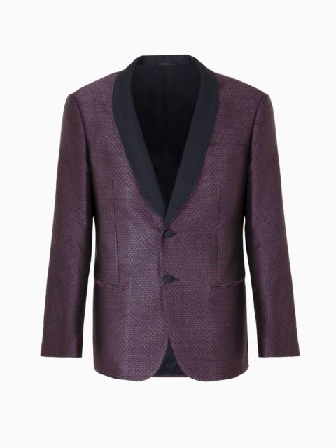 Giorgio’s single-breasted jacket in silk jacquard