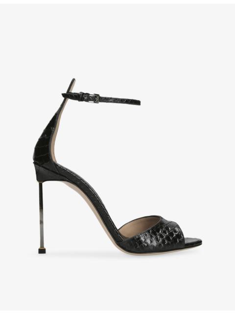 TOM FORD Pin-Heel Embossed-Leather Heeled Sandals