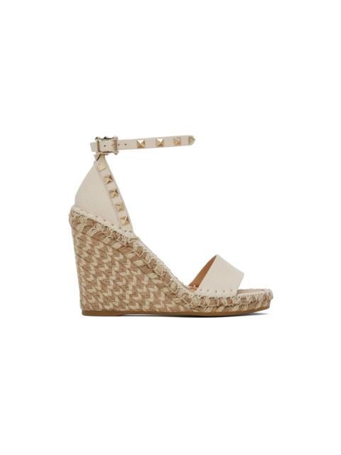 Valentino Off-White Double Rockstud Heeled Sandals