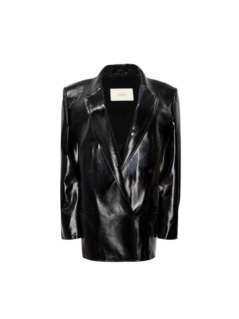 LAPOINTE Patent Faux Leather Boxy Double Breasted Blazer