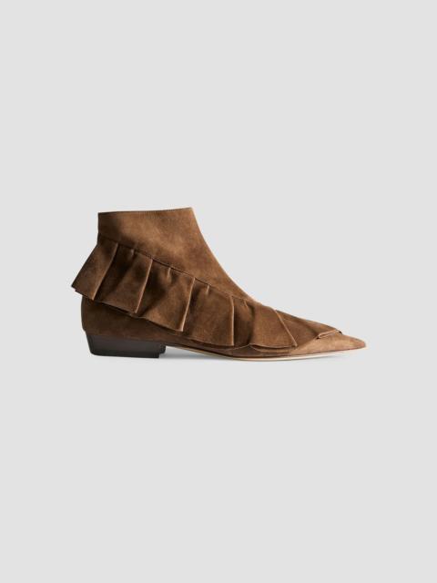 JW Anderson Women's 25MM Ruffled Suede Ankle Boots - Brown