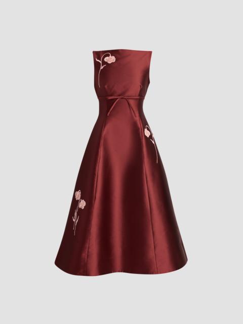 Erdem EMBROIDERED MIKADO SLEEVELESS MIDI DRESS