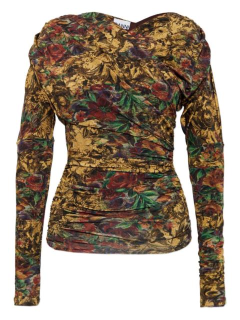 GANNI floral long-sleeve top