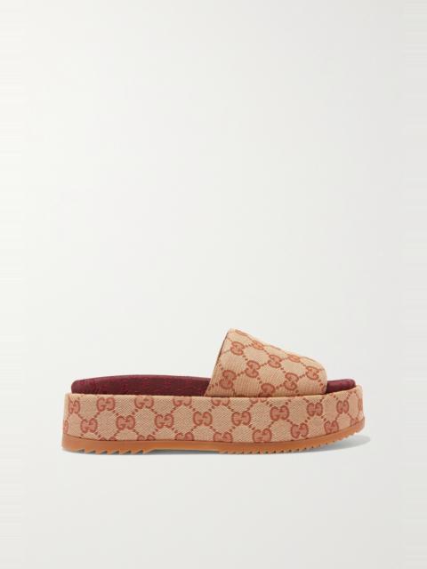 GUCCI Angelina logo-jacquard coated-canvas platform slides