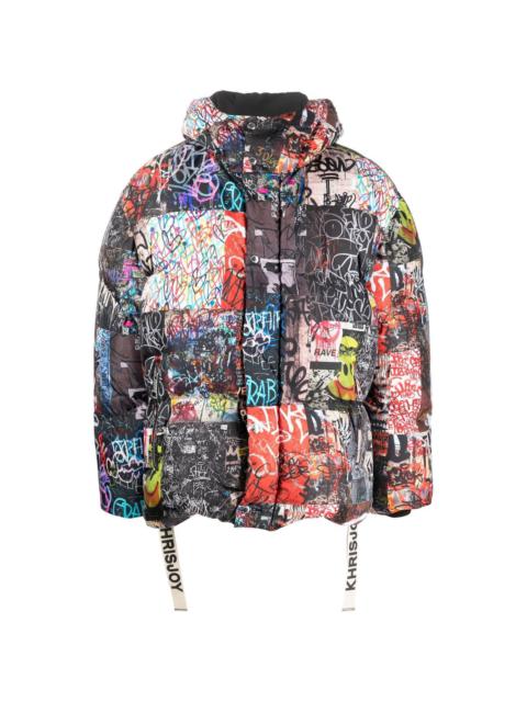 Khrisjoy graffiti-print down puffer jacket