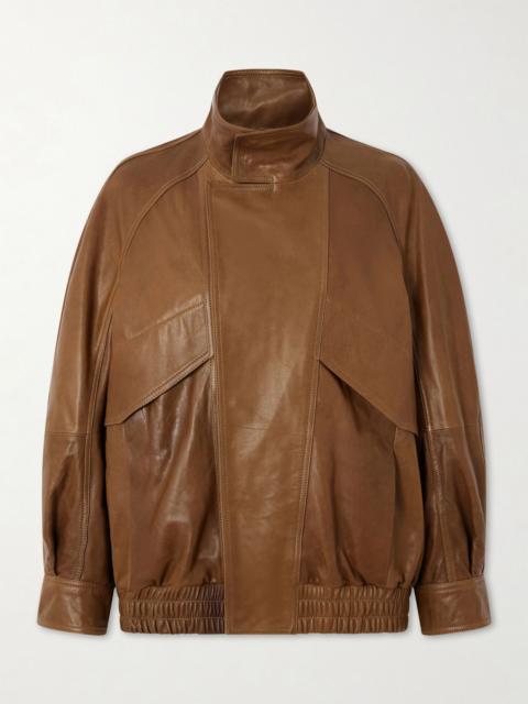 NOUR HAMMOUR Ariste paneled leather jacket Brown