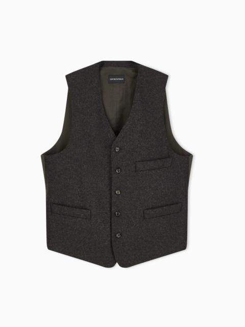 EMPORIO ARMANI LINED WAISTCOAT IN COMPACT WOOL BLEND FLANNEL
