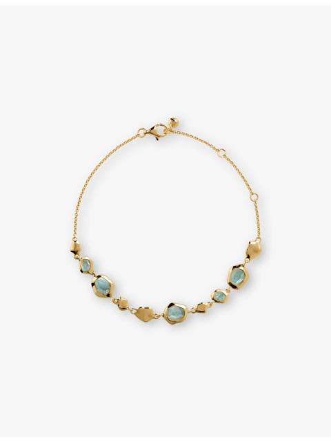 MONICA VINADER Odyssey Pebbled 18ct Yellow-Gold Vermeil and Aquamarine Chain Bracelet