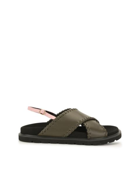 leather crossover sandals
