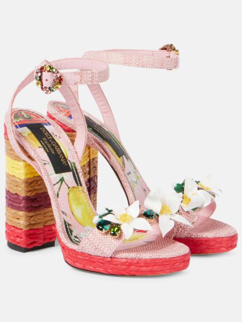 Dolce & Gabbana Taormina 105 embellished raffia sandals