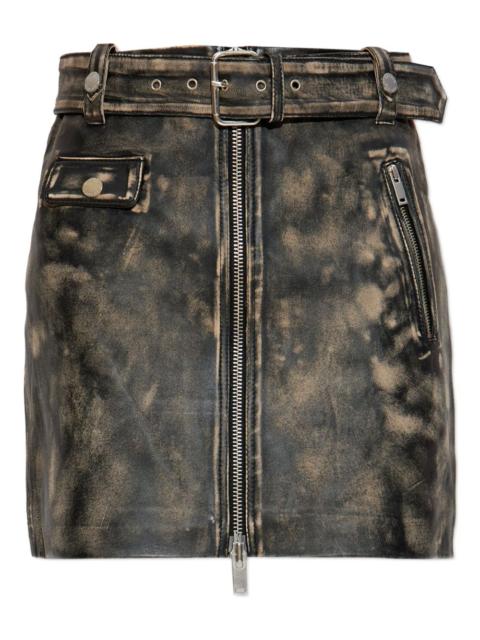 GESTUZ belted leather skirt