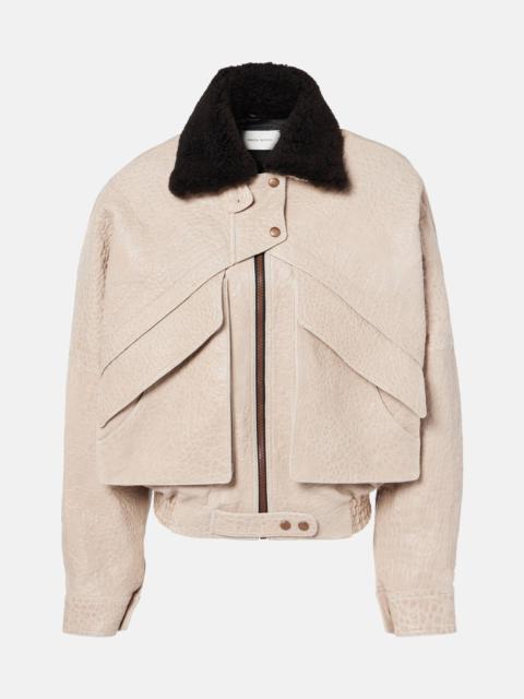 MAGDA BUTRYM Shearling-trimmed leather jacket
