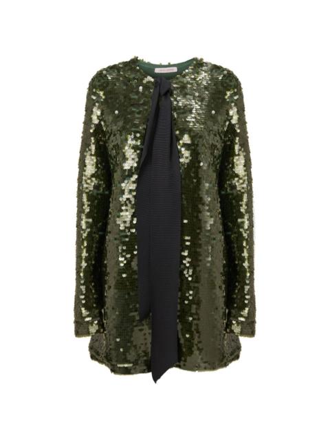 CAROLINA HERRERA sequin-embellished tie-fastening blouse