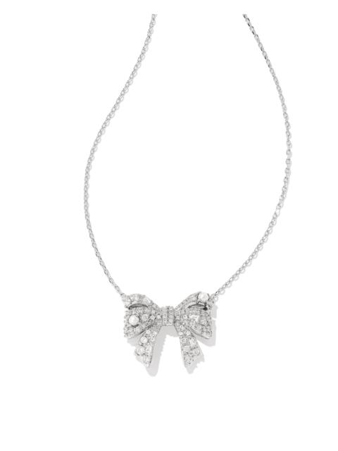 KENDRA SCOTT Krista Silver Bow Short Pendant Necklace in White Mix