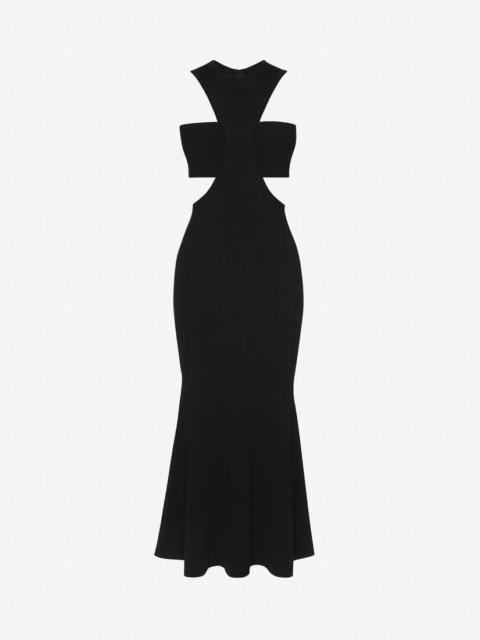 Alexander McQueen Women's Ribbed Knit Slashed Harness Dress in Black