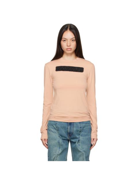 Y/Project Beige Logo Patch Long Sleeve T-Shirt