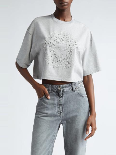 Crystal Hotfix Medusa Boxy Crop T-Shirt