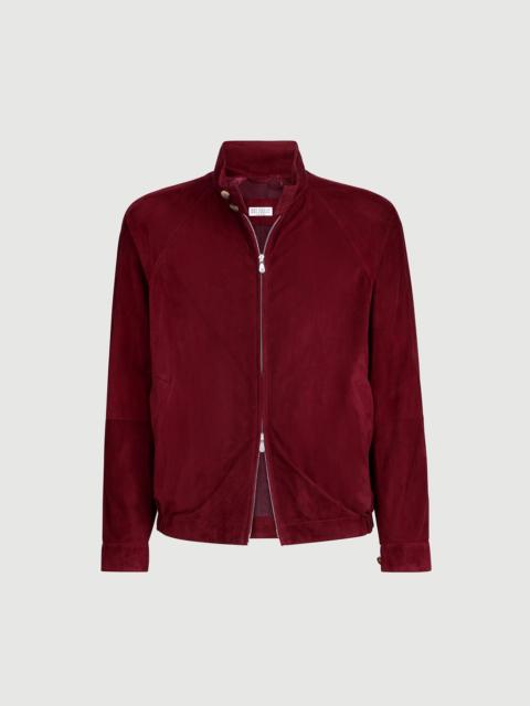 Brunello Cucinelli Suede unlined jacket with stand collar