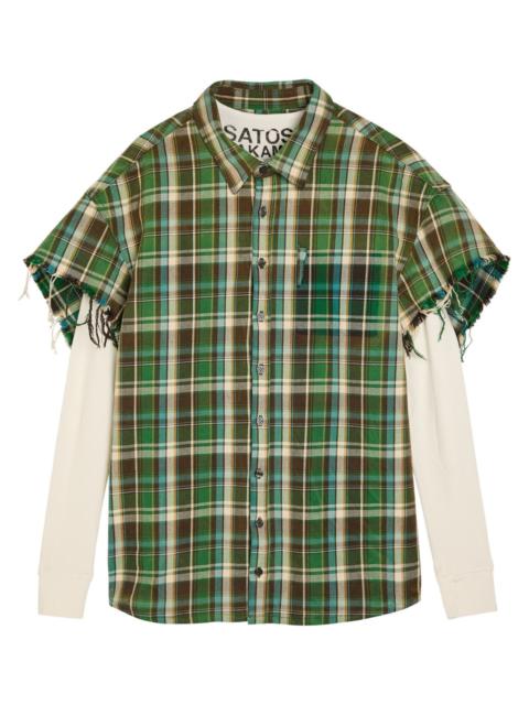 SATOSHI NAKAMOTO Satoshi Nakamoto Bender Layered Plaid Cotton Shirt