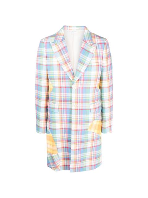 plaid patchwork single-breasted coat