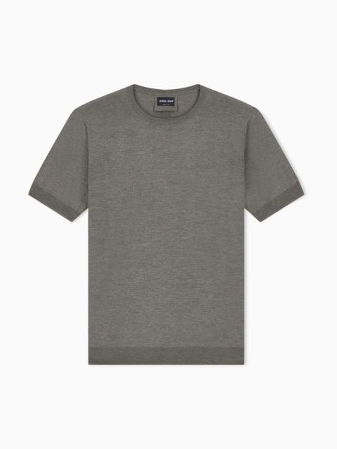 GIORGIO ARMANI SLIM-FIT SWEATER IN PLAIN KNIT SILK AND COTTON