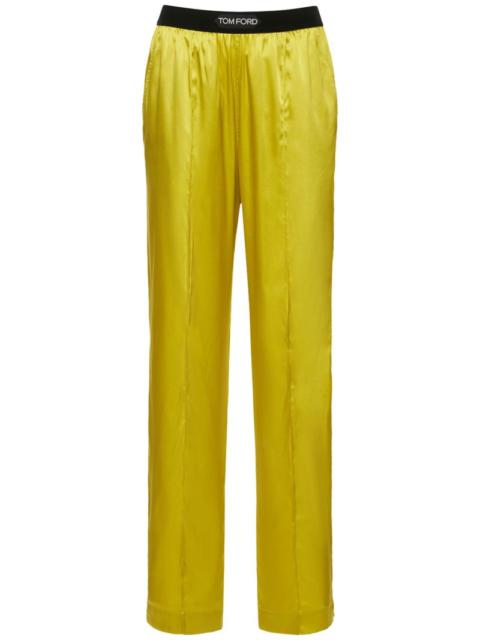 Logo silk satin pajama pants