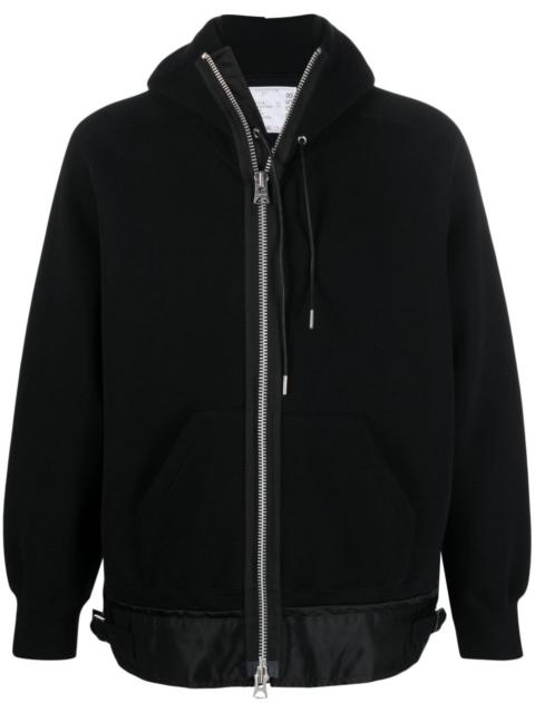 sacai zip-up cotton-blend hoodie