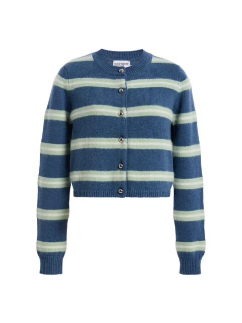 MATTHEW BRUCH Striped Mohair Knit Cardigan