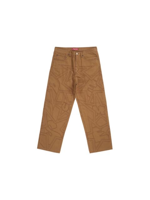 Supreme Supreme Stars Topstitch Baggy Jean Brown